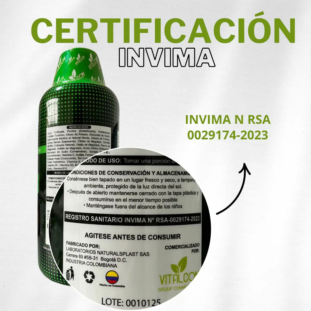 Clorofila Líquida Vitalcom 1000 ml - Desintoxica. Refresca. Energiza.