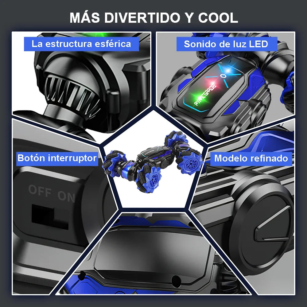 🚗 Auto Acrobático 4x4 con Control por Gestos, Luces